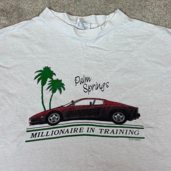 Vintage 80s Millionaire in Training Ferarri T Shirt Crop Top Women's Large - Picture 2 of 12